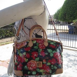 DOONEY & BOURKE FLOURAL SATCHEL LEATHER HANDBAG